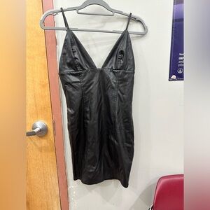 NUDE brand, fake leather black dress, size M